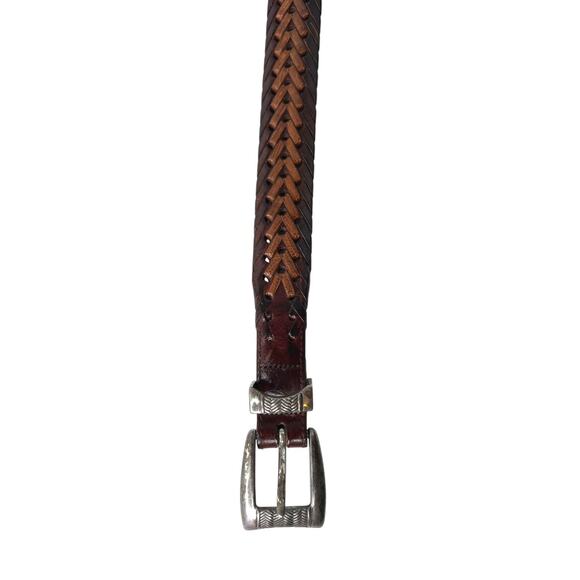 Vtg. ONYX By Brighton 2 Tone Braided Leather Belt with a Silver Buckle Size 38 main image 8